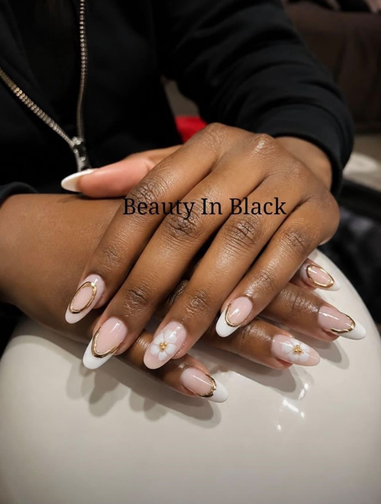 White French Tips with Gold Chrome by Beauty In Black