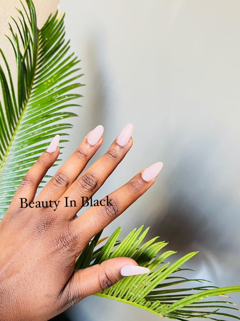 Soft Blush Almond Nails by Beauty In Black